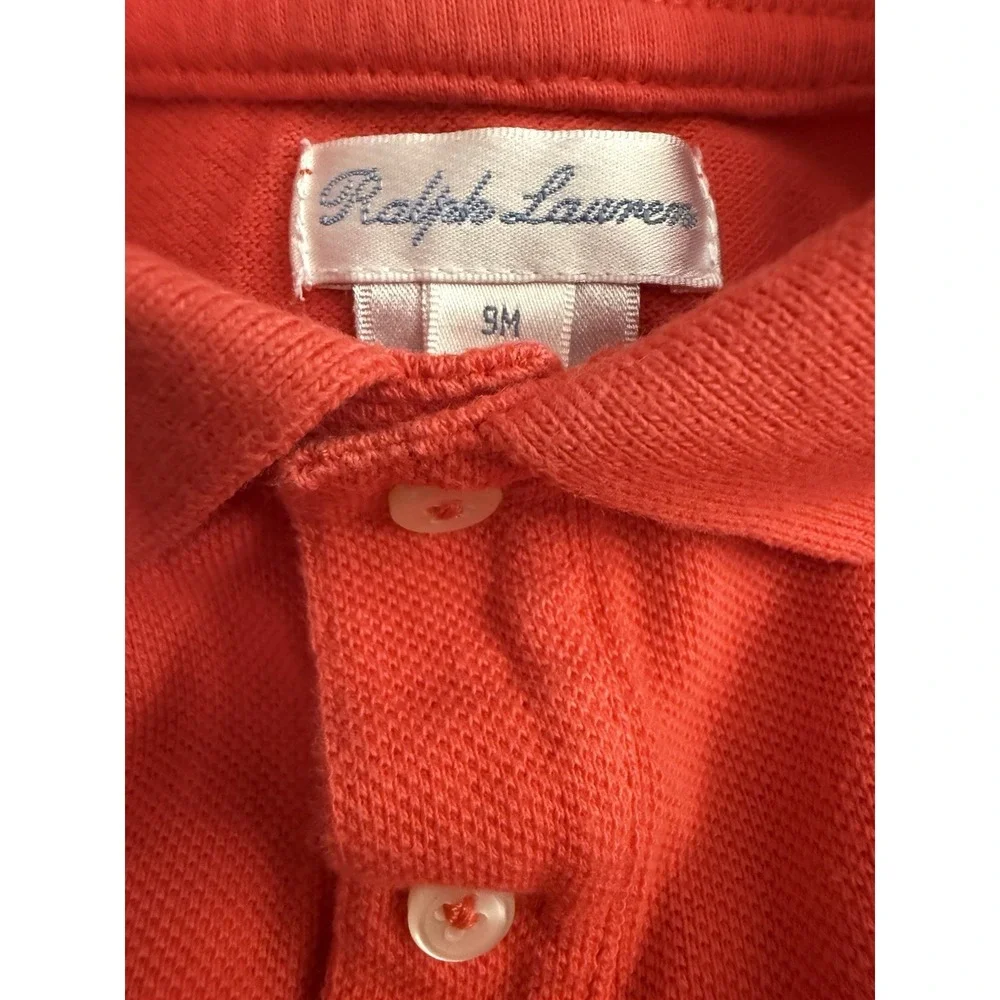 Ralph Lauren Baby Boys 9M Polo Shirt  Red/orange  Blue Big Pony Used